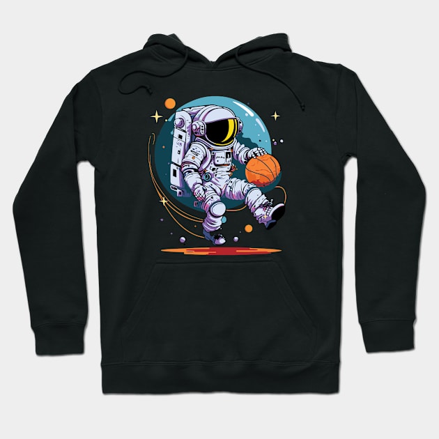 Space Traveller on Distant Planet with Basketball Hoodie by Graphic Duster